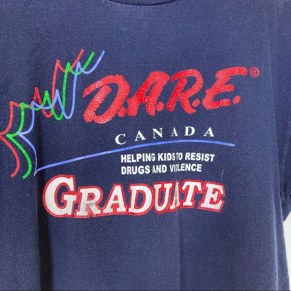 Vintage D.A.R.E DARE tshirt baby blue 90s anti drug narc tee t-shirt navy blue - Picture 6 of 7